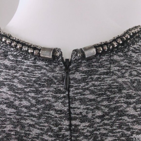 Donna Ricco Jacquard Dress Grey Metallic Jeweled Neckline Size 16 MSRP $138.00 - Picture 9 of 15